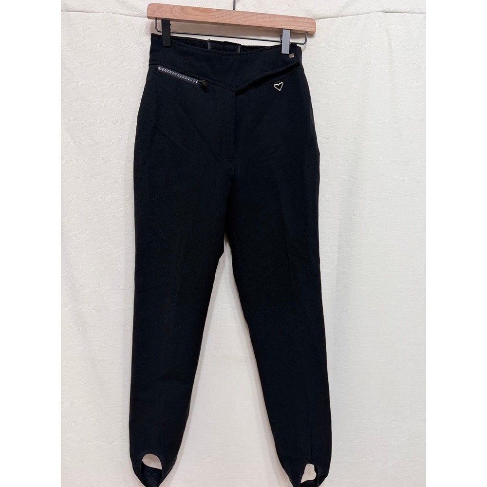 Vintage Obermeyer Black Wool Ski Stirrup Pants Womens 8R Retro Alpine Ski Bunny